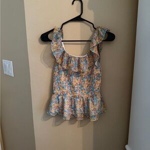 Lauren Conrad Smocked Shimmer Tank Top